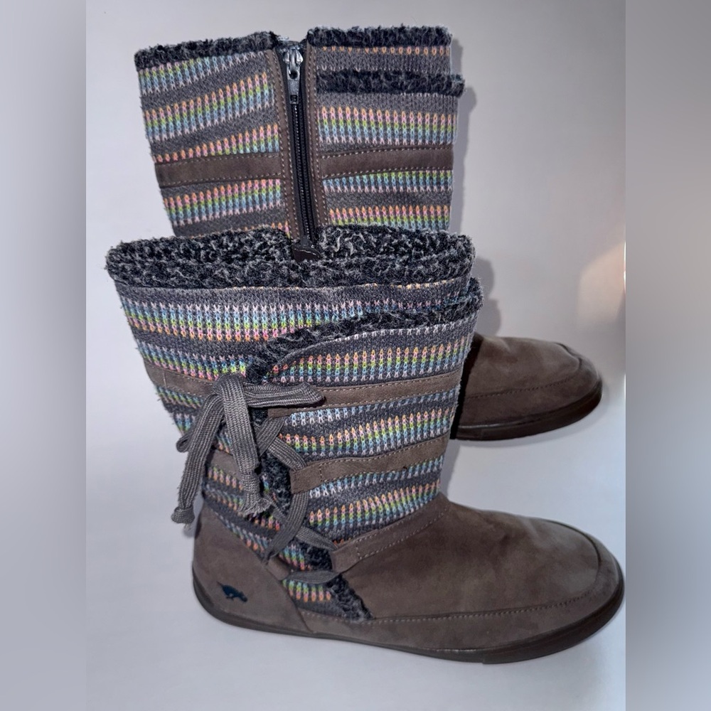 ROCKET DOG Womens size 10 Embroidered Faux Fur Lace Up/Zip Up MidCalf Boots